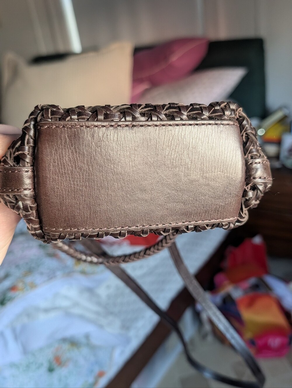 Madewell Woven Dark Brown Shoulder Basket Bag - Picture 6 of 8